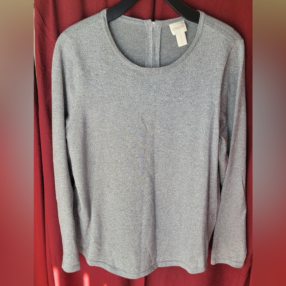 Chico's Metallic Gray Knit Top